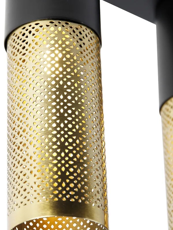 Industrialna lampa sufitowa czarna ze złotym owalnym 3-światła - Raspi