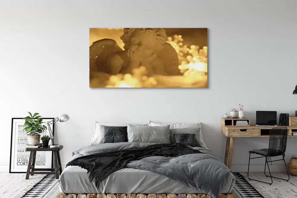 Fotoobraz na płótnie Leżący Anioł w Blasku Lampek