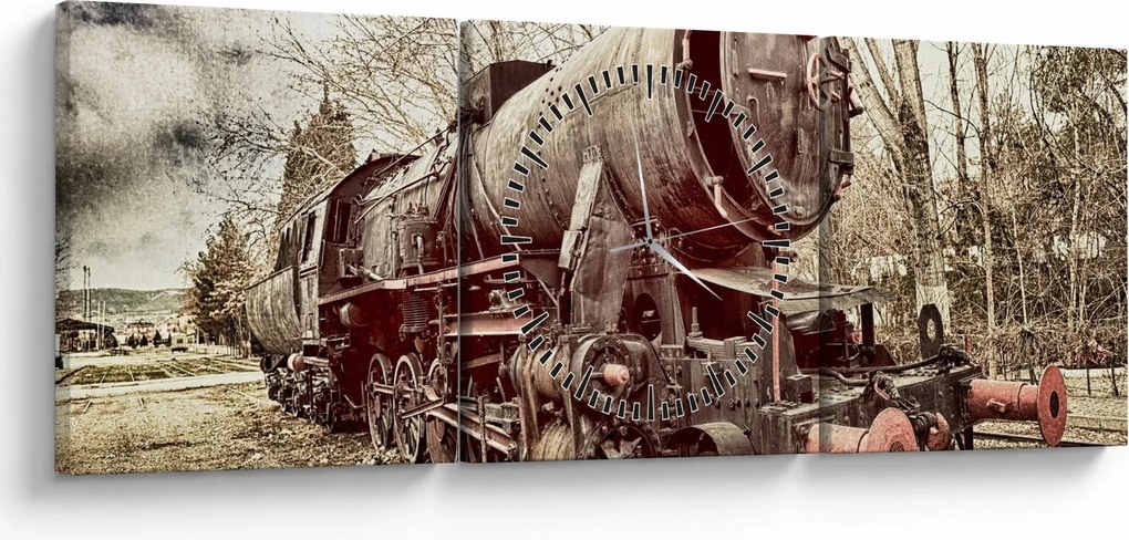 Historyczny wizerunek lokomotywy (z zegarem) (90x30 cm)