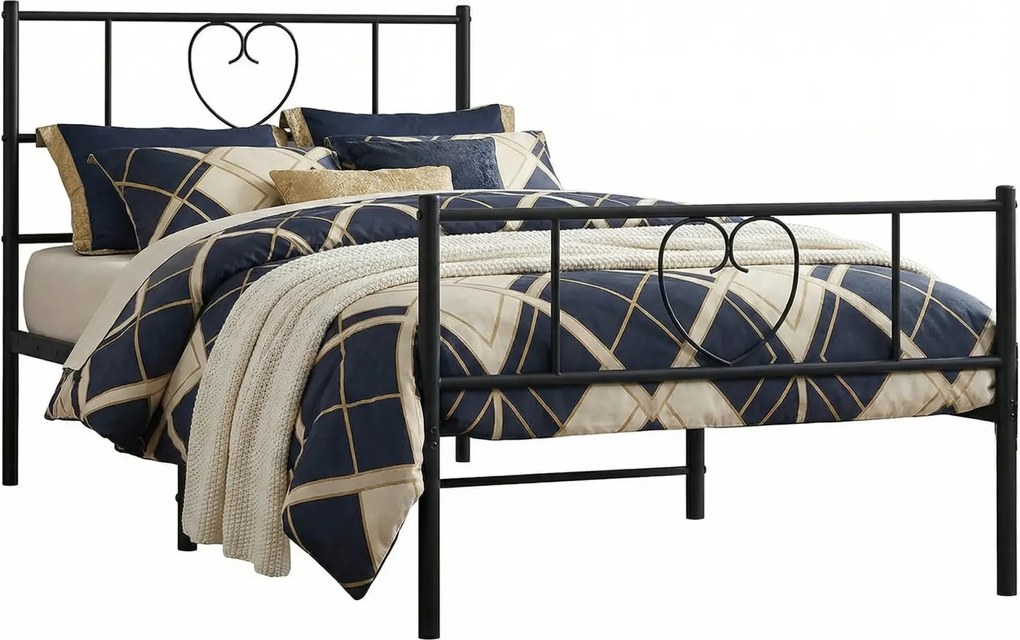 Czarne Loftowe Łóżko Z Metalu 100X200Cm S1-Z77