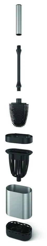 Ciemnoszara szczotka do WC ze stali nierdzewnej Cleany – Metaltex