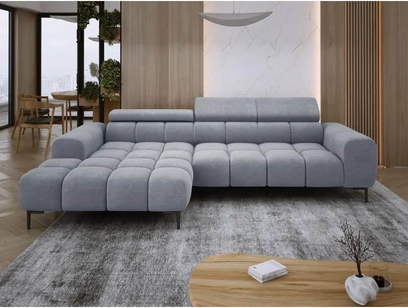 Narożnik PLAZA S Lewostronny z elektryczną regulacją siedziska w tkaninie CLOUD 82 WERSAL