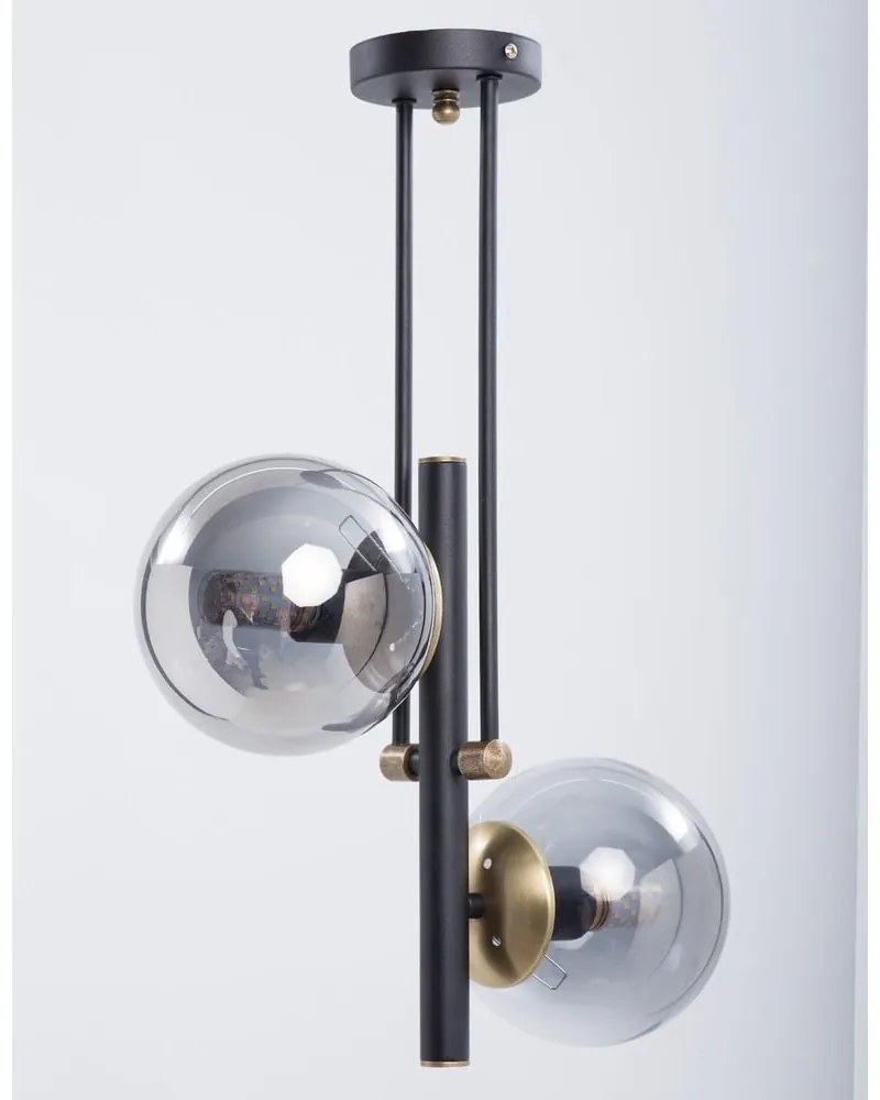 Czarna lampa sufitowa ze szklanym kloszem ø 15 cm Libra – Squid Lighting