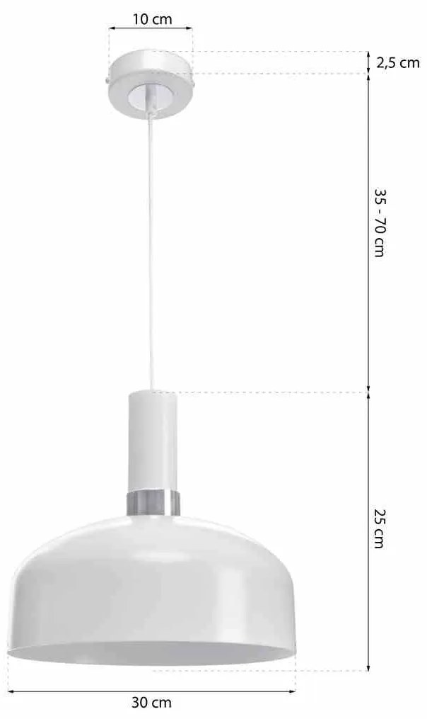 Lampa wisząca MALMO WHITE/CHROME 1xE27, biała, pojedyncza,