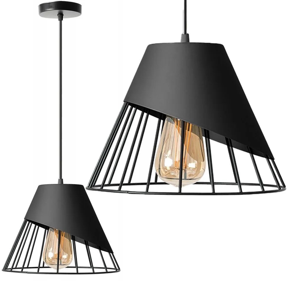 LAMPA SUFITOWA WISZĄCA KLOSZ METAL APP227-1CP CZARNA