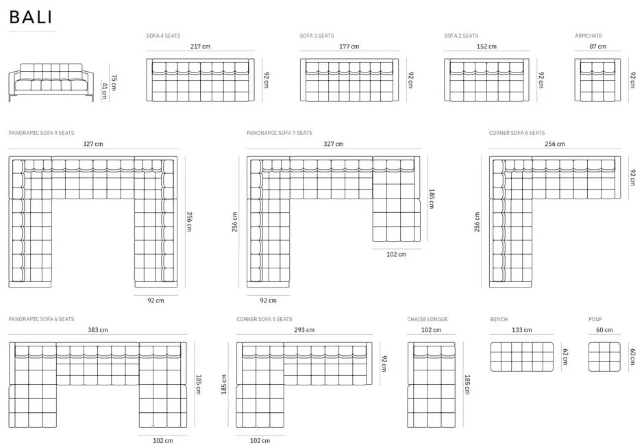 Ceglasta sofa 217 cm Bali – Cosmopolitan Design