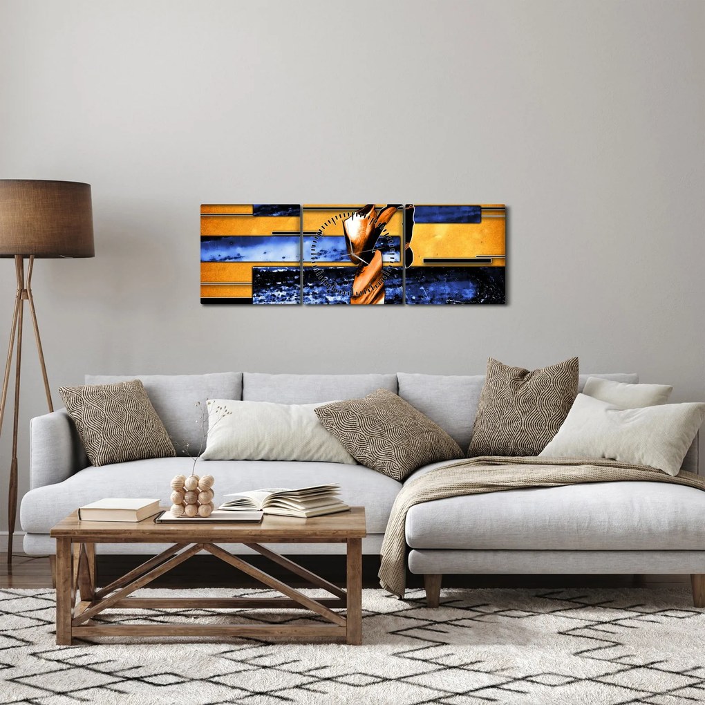 Obraz obrazu abstrakcyjnego (z zegarem) (90x30 cm)