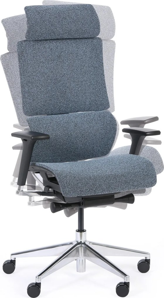 Krzesło biurowe z oparciem równoważącym PHOENIX, szaro-niebieski