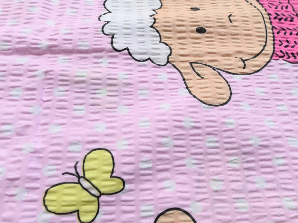 PrzytulneMieszkanie.pl PrzytulneMieszkanie.pl Pościel z kory do łóżeczka OWCZKI różowe Rozmiar pościeli: 45 x 65 cm | 90 x 135 cm