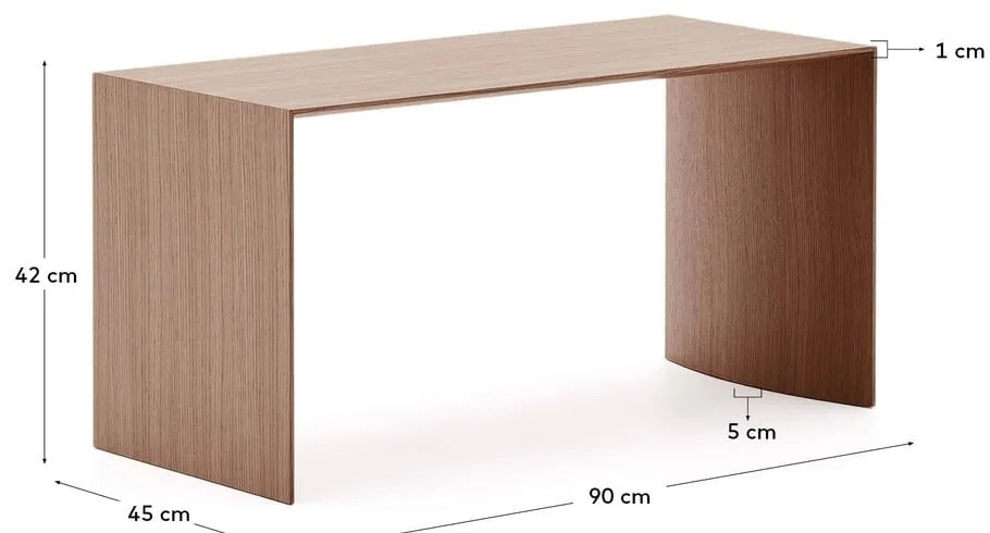 Stolik w dekorze orzecha w ciemnym naturalnym kolorze 45x90 cm Litto – Kave Home