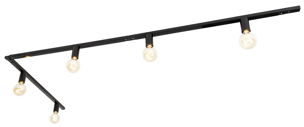 Nowoczesny system szynowy 1-fazowy 5-punktowy w tym oprawa E27 czarny - Jeana