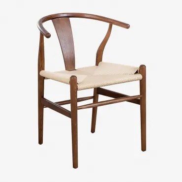 Zestaw 2 Krzeseł Jadalnianych Z Drewna Wiązu Uish Edition Ciemne Drewno - Sklum