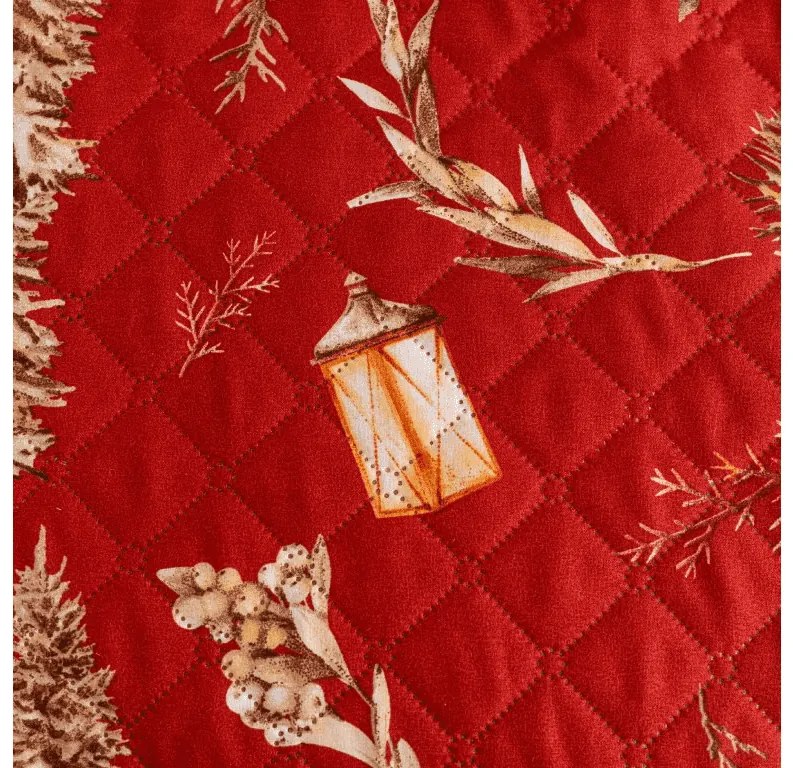 Narzuta na łóżko ze wzorem GOLD CHRISTMAS, czerwona Rozmiar: 220 x 240 cm