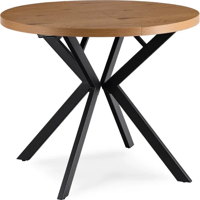 Stół Okrągły Rozkładany LUGO 90-190 cm Dąb Złoty/Czarny Loft