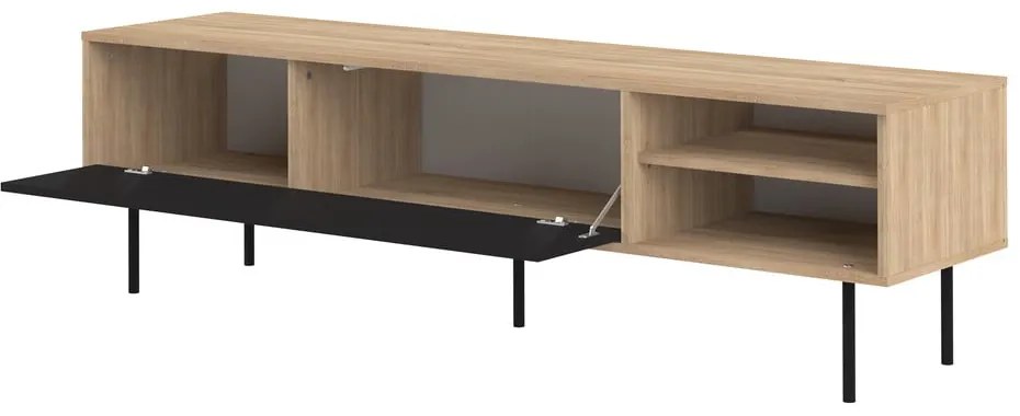 Czarna szafka pod TV w dekorze dębu 165x40 cm Ampère – TemaHome