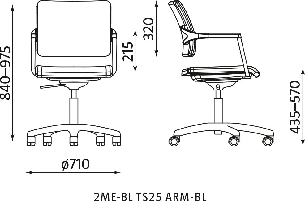Obrotowe krzesło konferencyjne na kółkach 2ME-BL TS25 ARM-BL