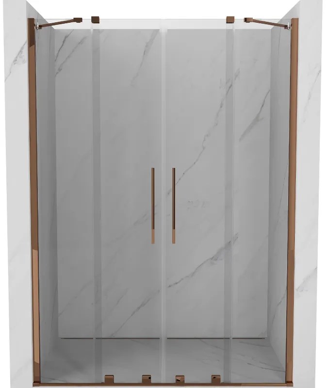 Mexen Velar Duo drzwi prysznicowe rozsuwane 160 cm, transparent, różowe złoto - 871-160-000-02-60