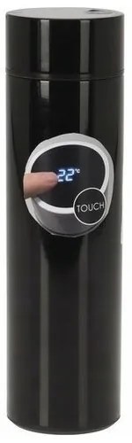 EH Termos ze stali nierdzewnej z termometrem Temp 450 ml, czarny