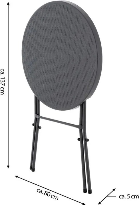 Składany wysoki stolik - szary 110 cm