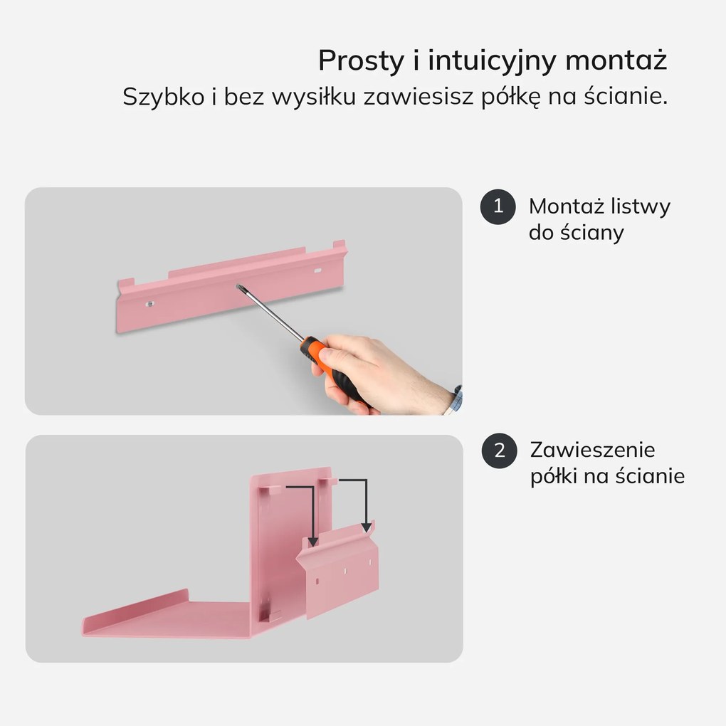 Półka wisząca metalowa pudrowy róż, 400 mm: JOANNE Fresh Style