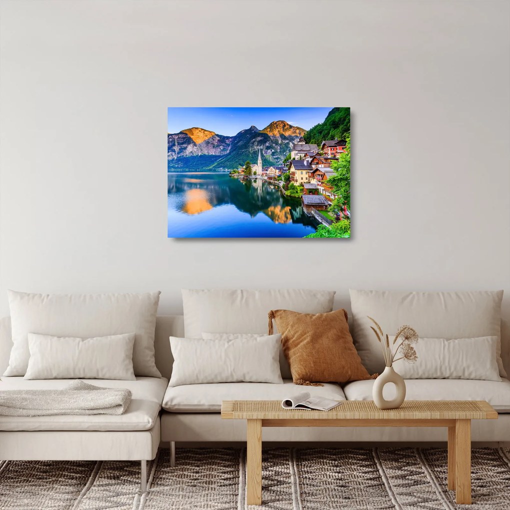 Obraz na szkle - Wieś alpejska (70x50 cm)