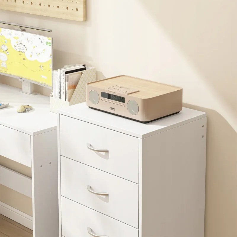 Nowoczesna półka z 4 szufladami w stylu loftowym, biała komoda, duża szafka biurowa 85 cm