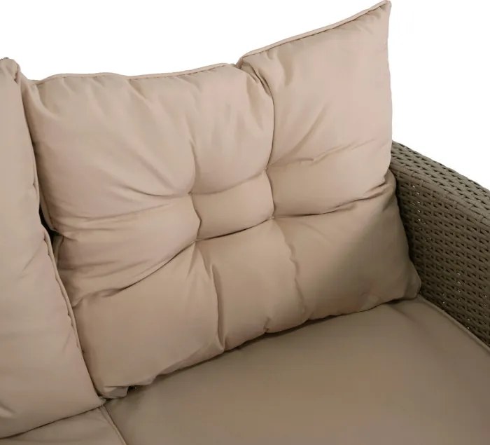 Zestaw Mebli Ogrodowych COLORADO Beżowy Sofa Pufy Stolik Tarasowy Technorattan Nowoczesny