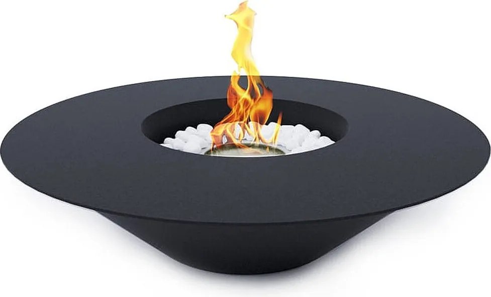 Czarny okrągły kominek ogrodowy na bioetanol SANTORINI D.60