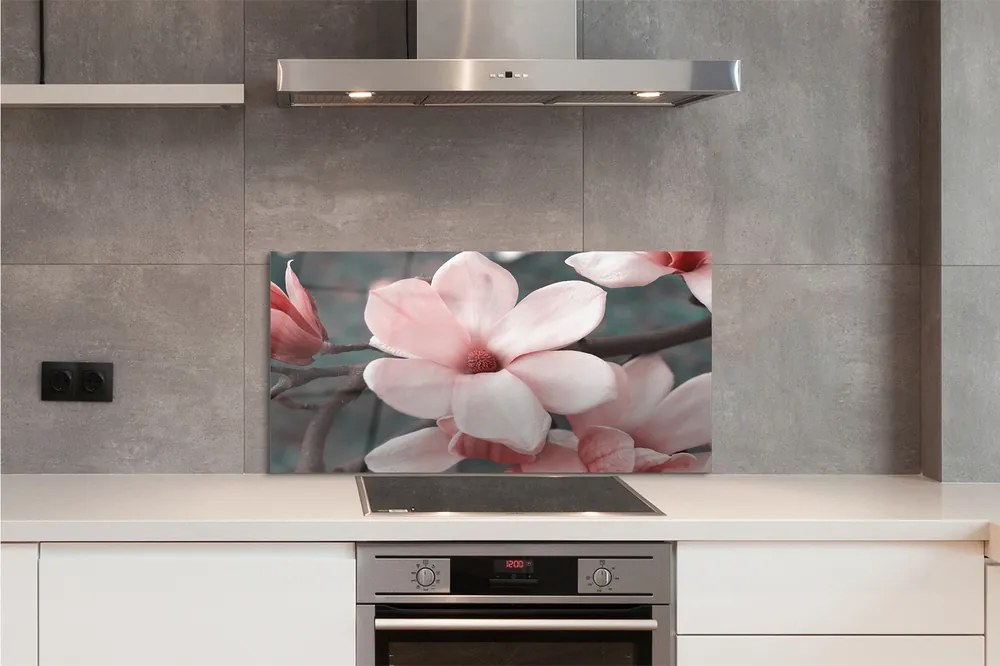 Panel Kuchenny Szklany Delikatne Różowe Kwiaty