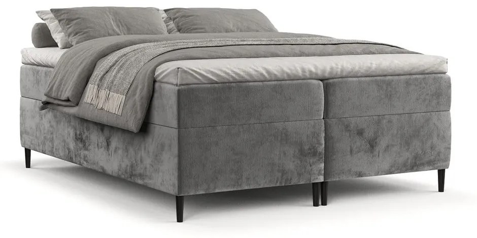 Ciemnoszare łóżko boxspring ze schowkiem 140x200 cm Araya – Maison de Rêve