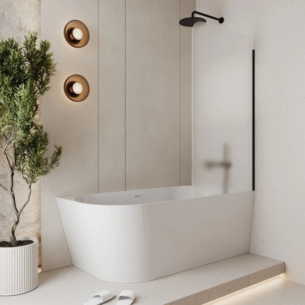 Parawan nawannowy półokrągły MOLIS Square Satin szkło satynowe matowe | Różne rozmiary : Kolor profili kabiny - Miedz szczotkowana, Rozmiar - 70x150 cm