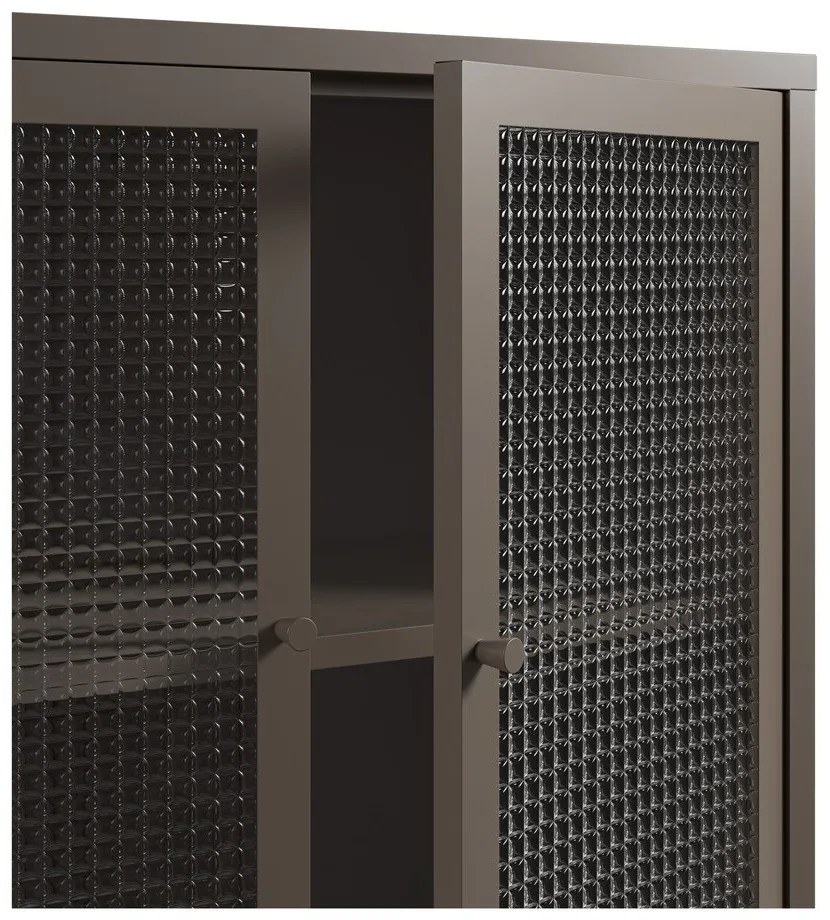 Szara metalowa witryna 121x90x40 cm Layna – Marckeric