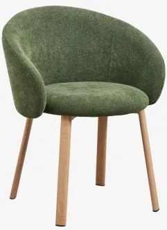 Zestaw 2 Tapicerowanych Krzeseł Jadalnianych Nairea Natural Wood & Szenil Sage Green - Sklum
