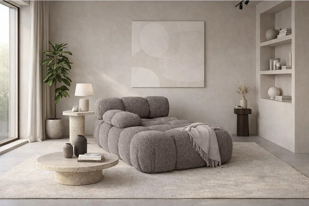 Szezlong modułowy, tkanina bukla Abriamo, Brązowy, Lewy, Selia