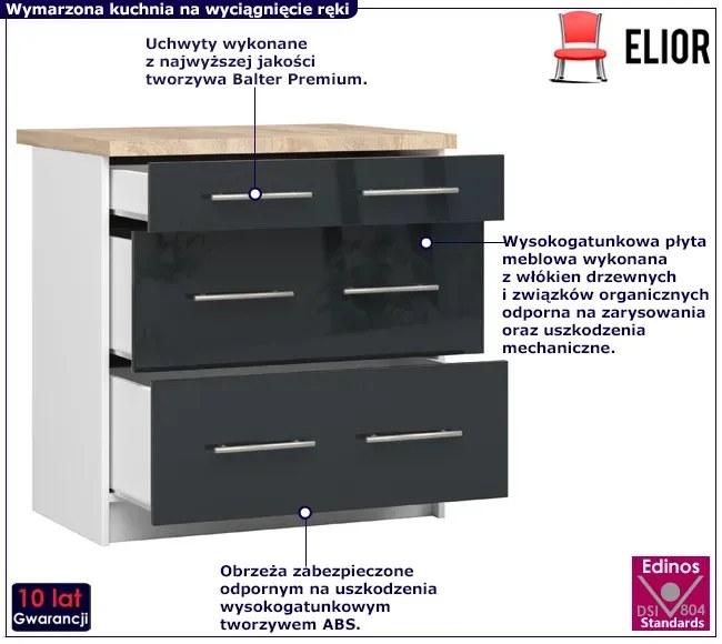 Stojąca szafka kuchenna w kolorze grafitowym - Poli 8X