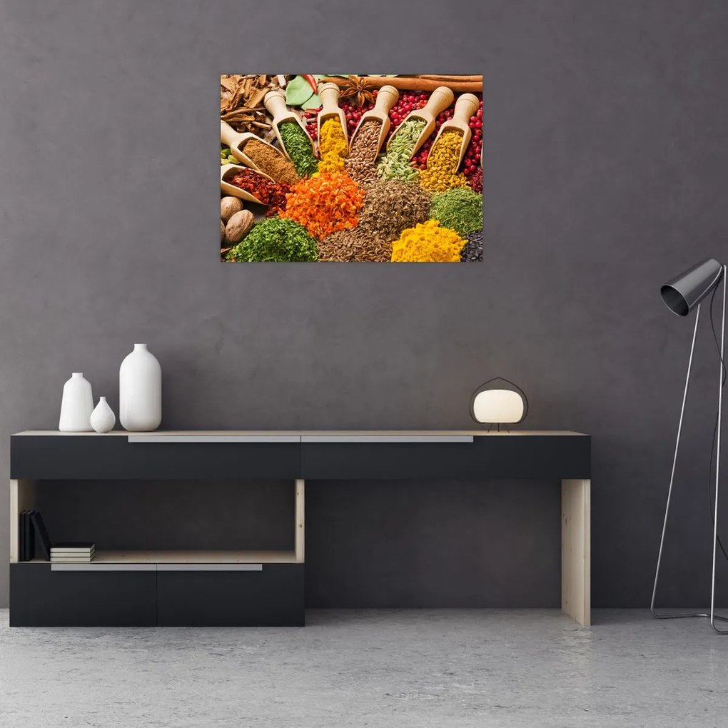 Obraz na szkle - Przyprawy z całego świata (70x50 cm)