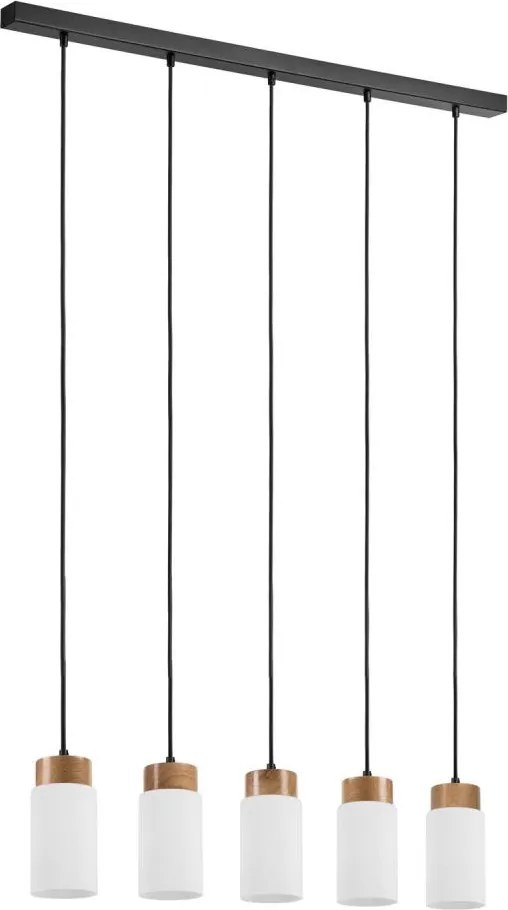 Żyrandol na przewodzie MARKUS 5xE27/15W/230V czarny/dąb
