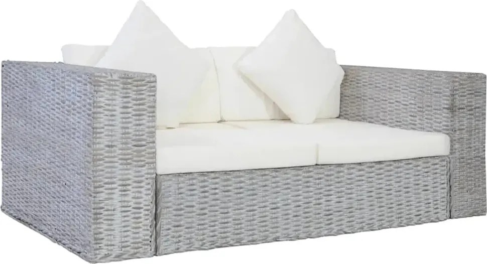 Szara 2-osobowa sofa z rattanu W1-F16