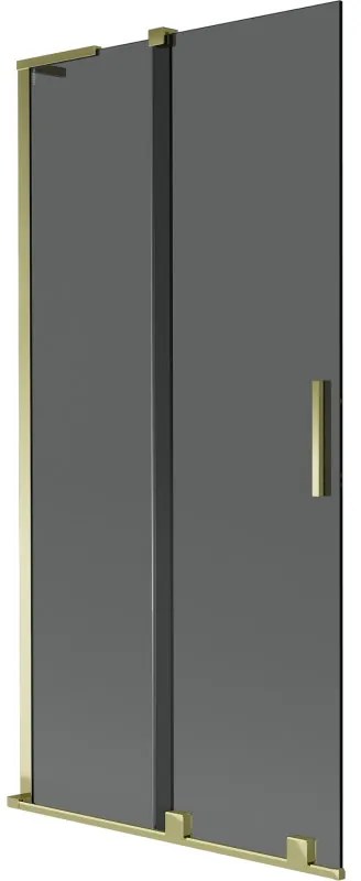 Mexen Velar L parawan nawannowy 2-skrzydłowy rozsuwany 90 x 150 cm, grafit, złoty - 896-090-003-41-50