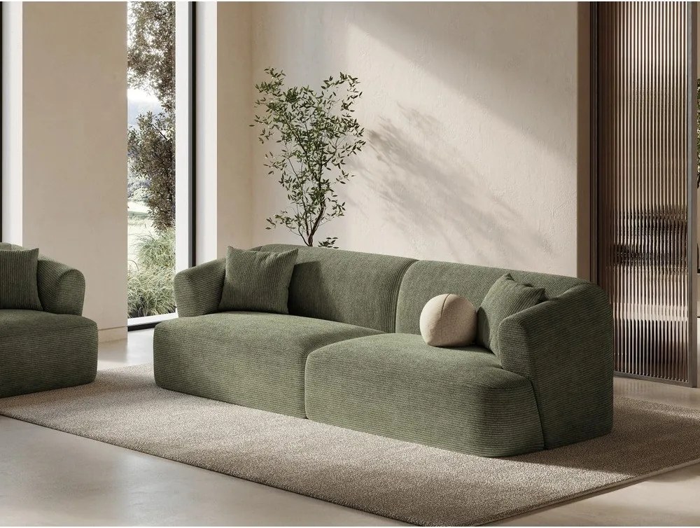 Zielona sztruksowa sofa 255 cm Campi – Cosmopolitan Design