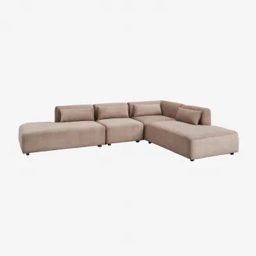 Sofa Modułowy Narożny 4-częściowy Z Podwójnym Szezlongiem Fogler Sztruks Brąz Karmelowy - Sklum