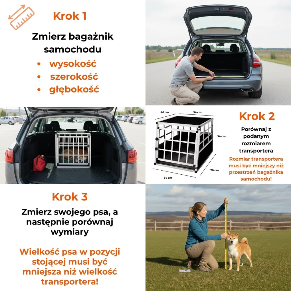 Transporter dla psa BRUNO, 70x54x51cm, srebrna/czarna Cadoca