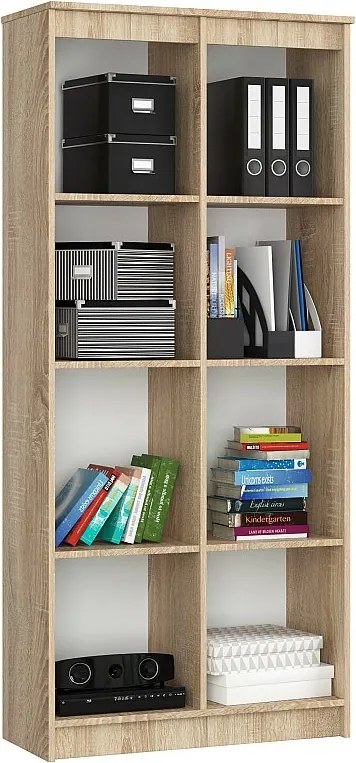 Regał AKORD R80 Dąb Sonoma 80 cm kolor Dąb Sonoma mat 8 półek 80x35x180 cm