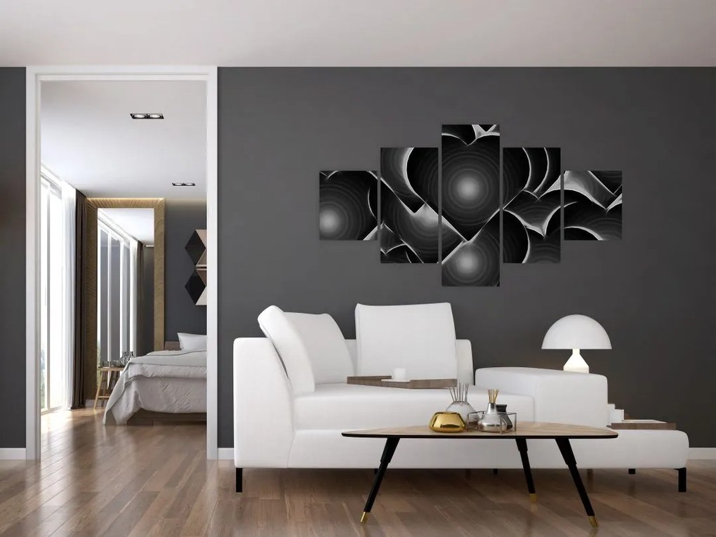 Obraz czarno - białych serc (125x70 cm)