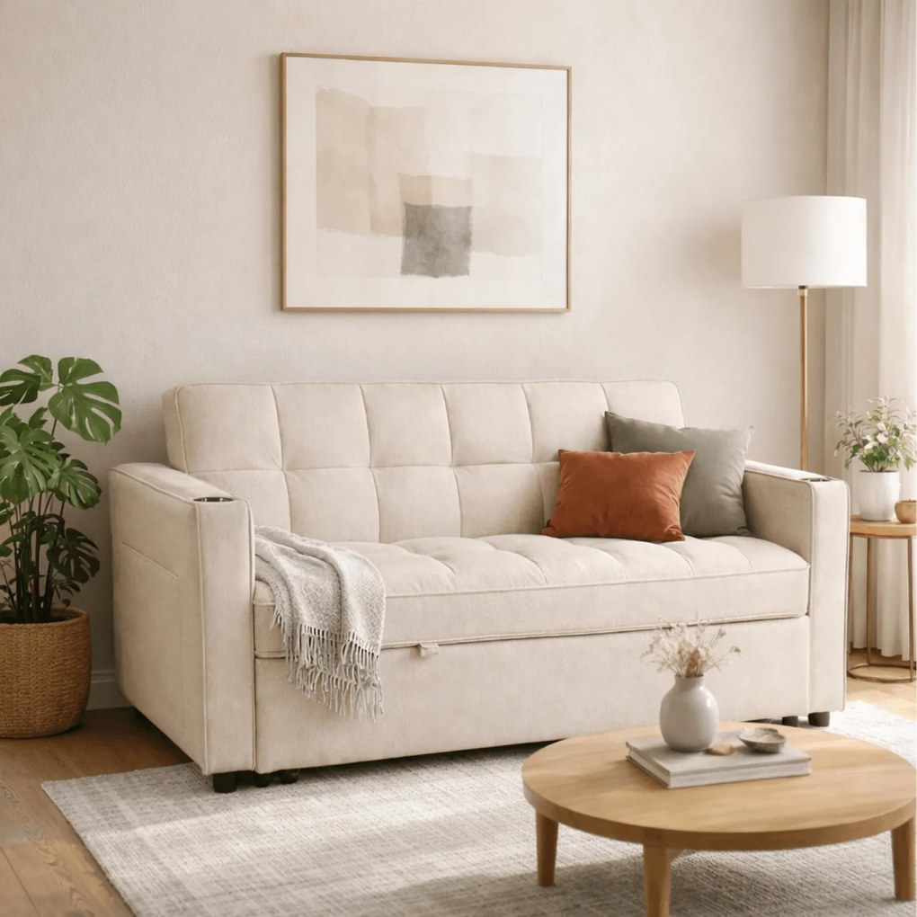 Fotel do Spania ASTER 2 Rozkładany Amerykanka Beżowy Nowoczesny