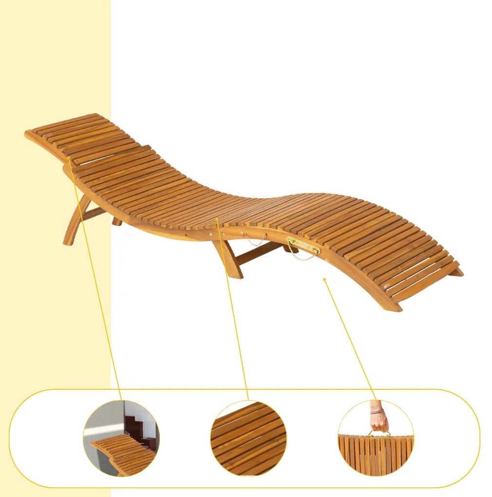 Leżak ogrodowy FLORIDA, składany, 57x190x51cm, naturalny brąz Casaria
