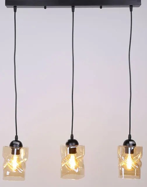 Czarna potrójna lampa wisząca szkło bursztynowe - Z025 A2-G20