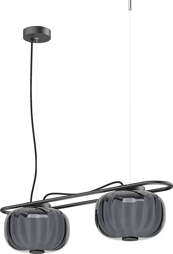 Lampa sufitowa KRISTA w stylu klasycznym - 2x LED SMD AC 10W - 1660lm i 2700K - klosz szklany ø24 cm x wys. 130 cm - Stalowo-niebieski - IP20