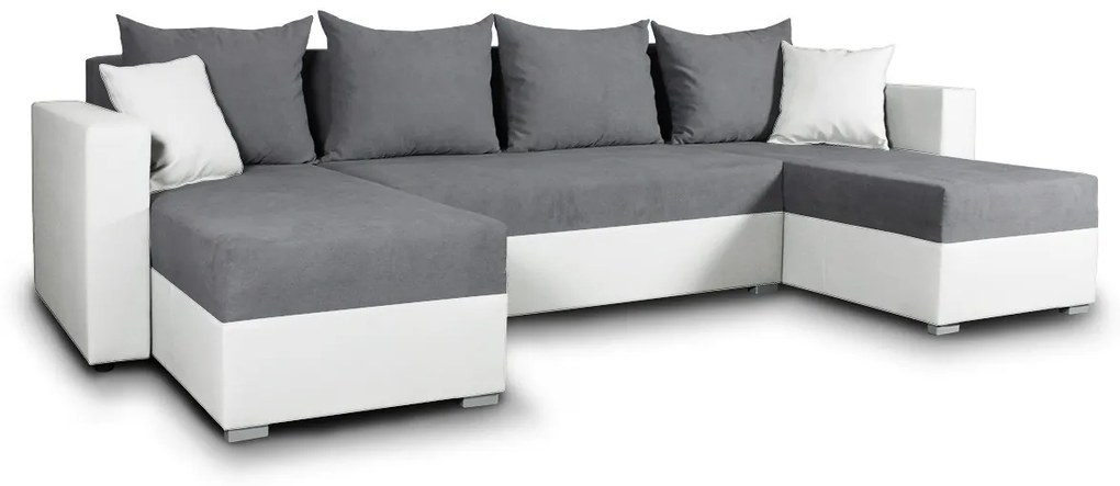 Duży, ponadczasowy narożnik DUO z funkcją spania i pojemnikiem na pościel, szary