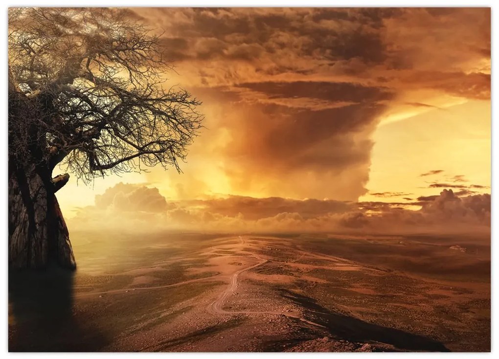 Obraz na szkle - pomarańczowe chmury (70x50 cm)